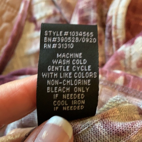 I. N. San Francisco Dolman Sleeve Tie-Dye Twist Back Top in Dark Mauve - Picture 14 of 15